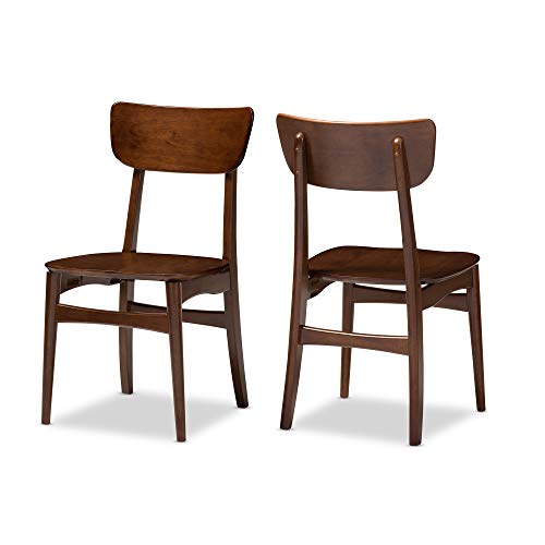 Baxton Studio Set Of 2 Netherlands Mid-Century Modern Scandinavian Style Dark Walnut Bentwood Dining Side Chairs #TOP2