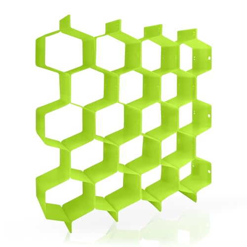 MultiValue Separatore a nido d'ape, 8 pezzi, creativo fai da te, organizer per cassetti, in plastica, regolabile, divisorio per calze, biancheria intima e forniture per ufficio (verde)