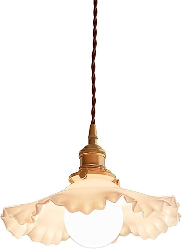 Simple Retro Glass Pendant Light Shade Indoor Brass Ceiling Hanging Lamp E27E26 Single Chandelier Living Room Kitchen Decorative Pendant Lighting