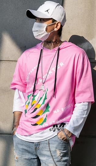 Image of London Hills Printed Cotton Oversized Hoodies For Men | Half Sleeve Oversized T-shirt