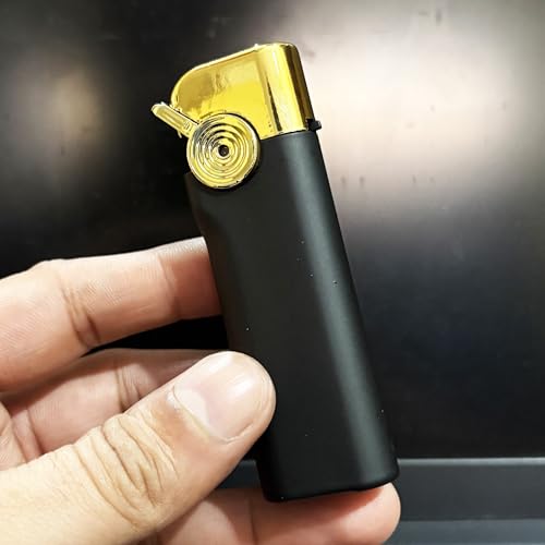 Image of Windproof Jet Flame Refillable Slide Button Cigarette Lighter Pocket Lighter (Golden-Black)