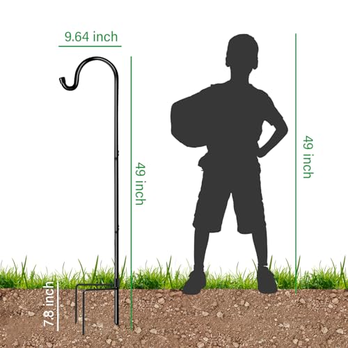 Image of GOFORWILD 2 Pack Adjustable 49 Inch Shepherd Hooks for Bird Feeder Outdoor