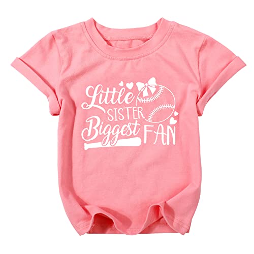 Image of FRYAID Toddler Baseball Sister Shirt Baby Girl Baseball Outfit Big Sister Shirt Birthday Girl T-Shirt Summer Cotton Tee Top