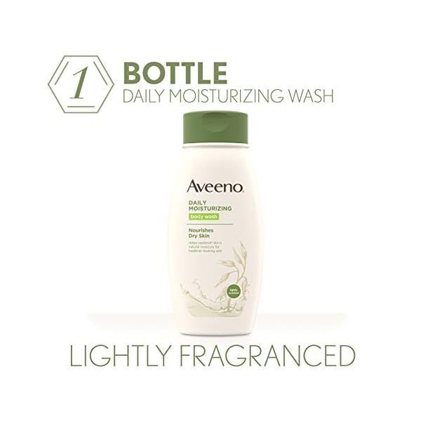 Aveeno Daily Moisturizing Body Wash for Dry Skin with Soothing Oat & Rich Emollients, Creamy Shower Cleanser, Gentle, Soap-Free and Dye-Free, Light Fragrance, 18 Fl Oz (Pack of 1)