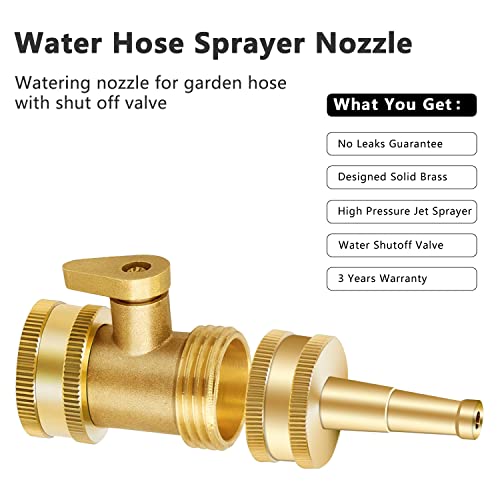 Jet Nozzle Water Hose High Pressure With Garden Hose Shutoff Valve Brass Heavy Duty 3/4" Ght Connector 4 Pack #TOP1