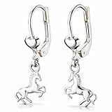 FIVE-D Pendientes de caballo pony galope plata 925, 0.8 cm x 1.0 cm, Plata