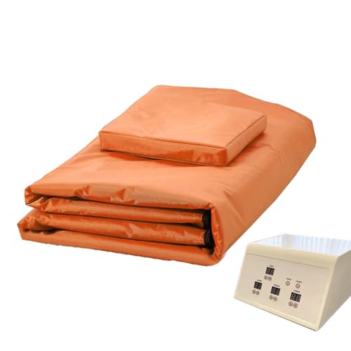 HGTRH Sauna Blanket, Sauna Blanket with 32 Jade/64 Bian-Stone 3 Zone Control Adjustable Timer 5-60 mins Temp Control 30-80℃ 7 Layers Material for Relaxation Orange