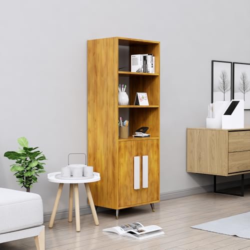 Image of Bniture Book Shelf Wooden | Engineered Wood Bookshelf for Home with 2 Door & 3 Shelf | Multipurpose Open Book Shelf Stand for Library, Study Room & Living Room | Giant Wood