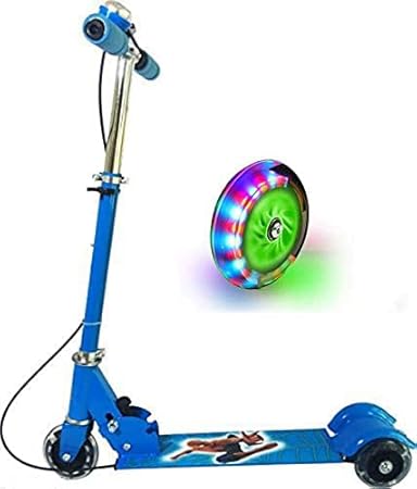 Homaxa Scooter for Kids | Scooters Foldable Portable Adjustable Height Kick Scooter with 2 LED Light Up PU Flashing Wheels, Birthday Gifts for Toddlers Boys Girls Kids Age 4-12 Years Old - Blue