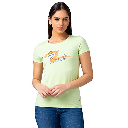 Image of Spykar Printed Blended Round Neck Women's Regular Fit Top