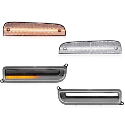 Car Indicator for Jeep for Cherokee XJ 1997-2001 97-01 XJ Signal Light for Bumper Combo Smoked LED Parking for Turn Signal+Corner Fender Side Marker Lights(Clear Amber Combo)