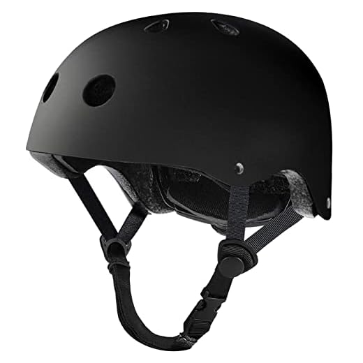 Tourdarson Skateboard Helmet Impact Resistance Ventilation for Youth & Adults (Black,Large)