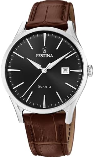 Festina Men's Analog Watch in Brown Leather - Quartz Movement - C...