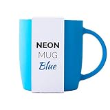 Root7 Neon Mug Blue | Bright, Colourful, Stylish New Bone China Coffee Mug with Soft Touch Rubber Fi