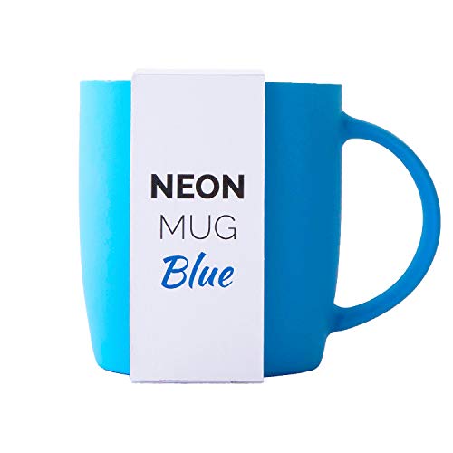 Root7 Neon Mug Blue | Bright, Colourful, Stylish New Bone China Coffee Mug With Soft Touch Rubber Finish, 350Ml | Perfect Home + Office Gift #TOP4