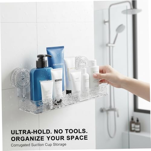 Support de douche à ventouse Gcroet avec étagère transparente à drainage - 6