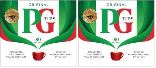 PG tips GP Pg Tip - Té negro, 80 sobres (Paquete de 2)
