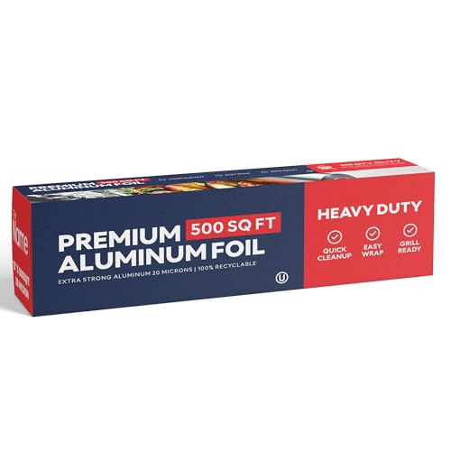 The Name Aluminum Foil Roll Commercial Grade Strength, Freezer Safe and Grill Safe, Tin Foil Packets for Food Service 12" 20 500SqFt