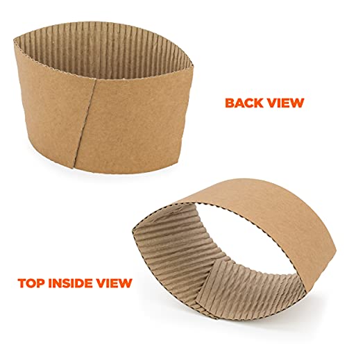 Image of FMP Brands [100 Pack] Kraft Coffee Cup Sleeves Disposable for Hot Drinks, Durable Corrugated Cardboard Cup Sleeves for 12-24 oz Cups, Beverage Insulator and Hand Protection for Hot & Cold Drinks