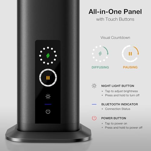Airversa Waterless Diffuser, Smart Tower Diffuser with App Control, Cold Air Scent Diffuser Oil Machine for Homes Offices Hotels, 300mL Capacity, Up to1500 sq ft, DC-12V/1A Plug, RDX Black by Airversa - Image 4