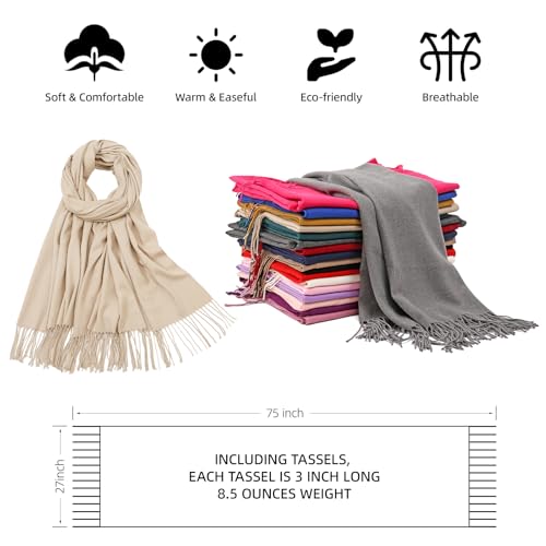 RIIQIICHY Women's Scarf Pashmina Shawls and Wraps for Evening Dress Bridesmaid Wedding Bridal Winter Warm Long Large Scarves