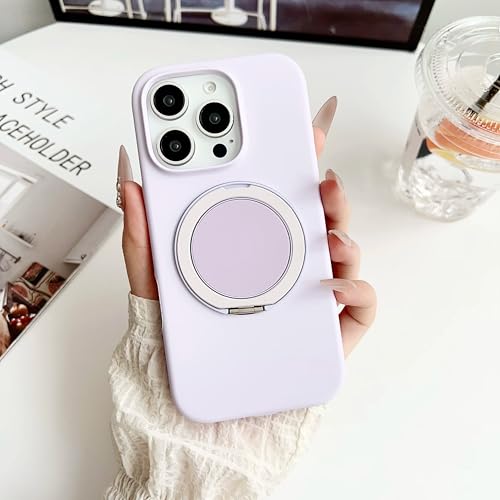 Coque silicone liquide iPhone 12 Pro Max magnétique violette mate à anneau
