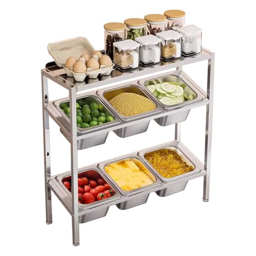 Gaommini Estante de Acero Inoxidable para Especias de Cocina para Armario Interior, Organizador de Frutas, 3 Soportes para Especias con 6 macetas, estantes Colgantes de exhibición
