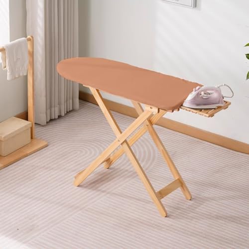 PA-DABAOO Estación De Planchado De Madera Maciza, Tabla De Planchar con Altura Ajustable, Tabla De Planchar De Tamaño Completo, Cubierta Resistente Al Calor, para Un Planchado Cómodo,Marrón