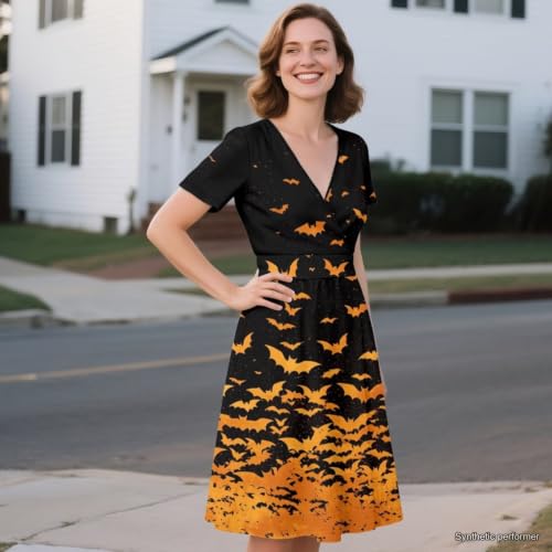 Image of Women's Summer Dresses Short Sleeve Formal Dresses with Pockets