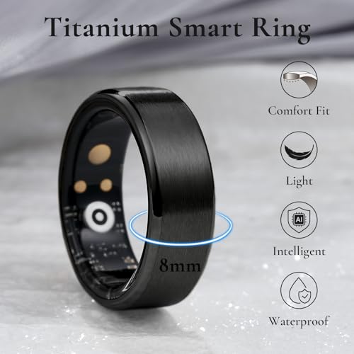 Image of King Will 8mm Men's Smart Rings, Matte Surface Beveled Edge, Waterproof Wedding Band, Comfort Fit
