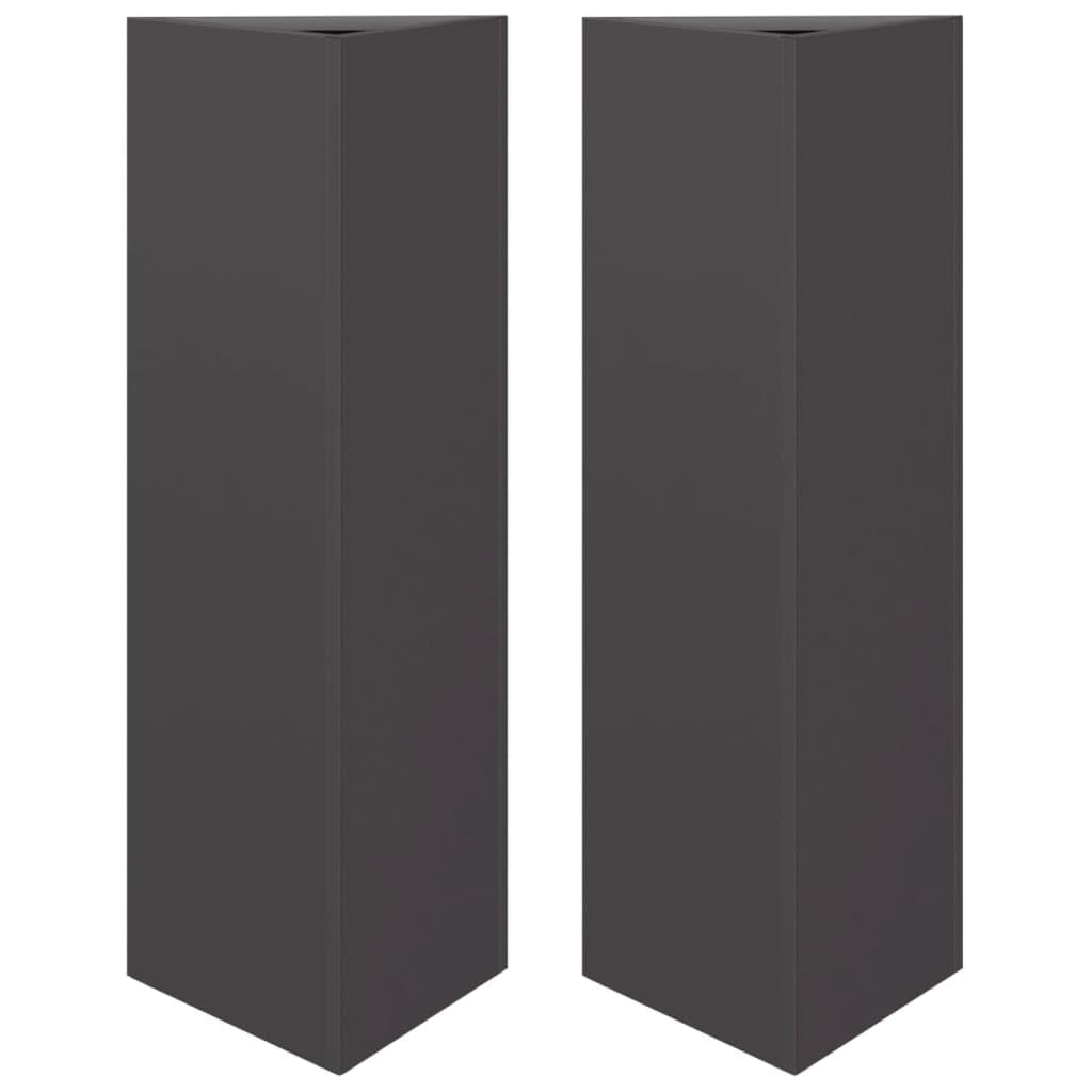 Vidaxl Steel/Black Garden Planters 2 Pcs, Plant Pot For Patio Balcony Terrace, Flower Pot For Flower Herb Plant, Outdoor Planter Box, Triangular