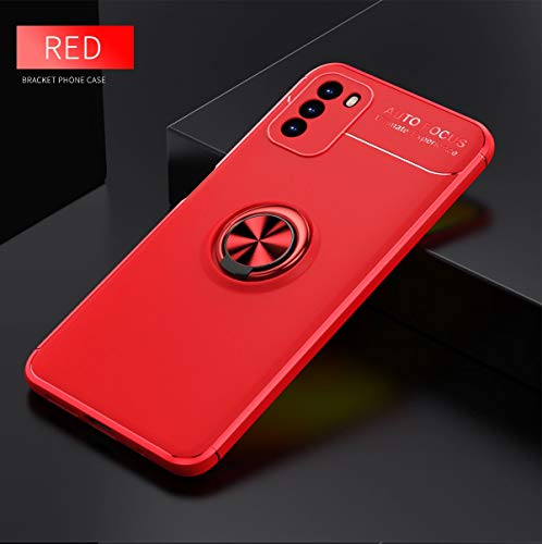 Coque Poco M3 antichoc bague métal et étui protection Xiaomi rigide rouge