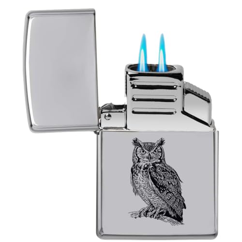 Encendedor Dual Flame Torch Búho Cromado miniatura 1