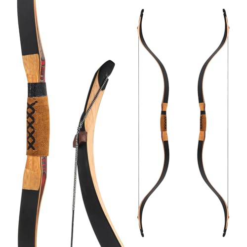 Deerseeker Archery 52 Recurve Bow Traditional Handmade Longbow Ambidextrous Horsebow Set for Adults & Youth Practice Target Shooting (Horsebow Pro 55lbs)