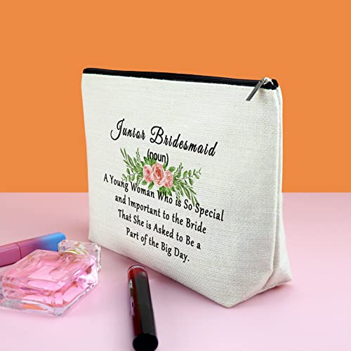 Thank You Gifts From Bride Makeup Bag - Bridesmaid Cosmetic Pouch - Wedding Party Present for Junior Bridesmaid - Funny Gift for Best Sister3
