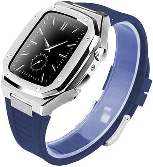 Boîtier en métal pour Apple Watch 41mm 40mm et bracelet de montre silicone