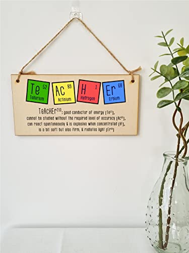 The Plum Penguin Handmade Wooden Hanging Wall Plaque Teacher Symbols Periodic Table Joke Clever End of School Term Gift - Image 2