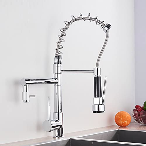 Robinet de cuisine anti-éclaboussures en laiton CLMJHG, double bec flexible