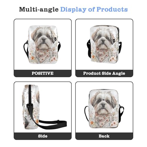 Cute Watercolor Dog Face Floral men's messenger bag mens crossbody bag Woman Shoulder Handbags Adjustable Strap for business outdoor sports4