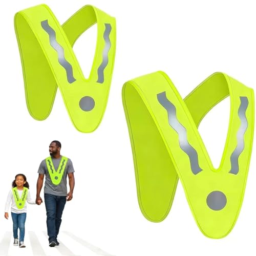 YeahBoom V-Form Reflektorweste,2 Stück V-Form Warnweste,Reflektorweste Kinder Gelb,Sicherheitsweste,Waschbar,Warnschutzweste Universal Größe für Kinder Erwachsene