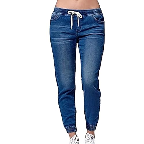 Women High Waisted Skinny Stretchy Denim Pants Summer Drawstring Curvy Jeggings Casual Slim Fit Ladies Jeans