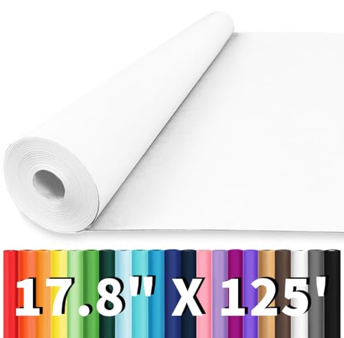 Vanhench 17.8"x1500"(125') White Wrapping Paper, White Easel Paper for Sketching Painting Drawing, Art Supplies, for Chart Poster Bulletin Board/Floor Covering/Arts Crafts Gift Wrap, 80GSM 55LB