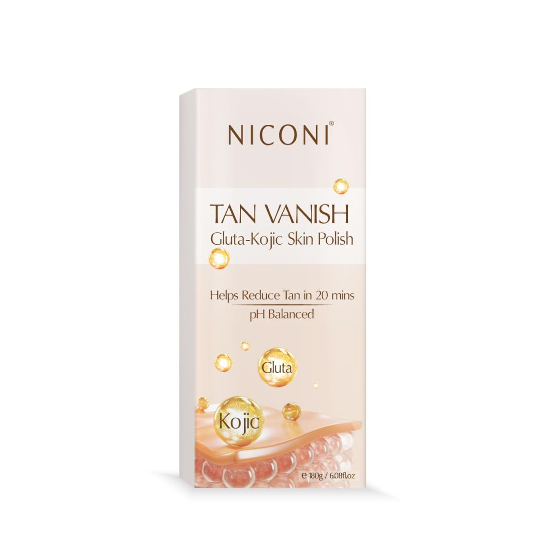 NICONI Gluta-Kojic Skin Polish | D-Tan Professional Face Pack for Brightening & Glow | Instant Tan Removal & Dead Cell Exfoliation | Smooth Radiant Finish | 180g-image-21