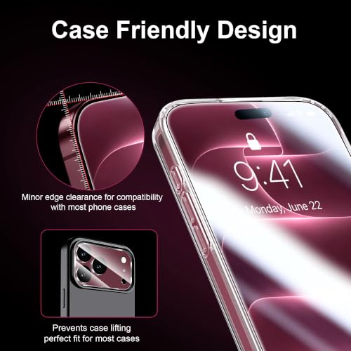 QHOHQ for iPhone 18 Pro Max Screen Protector, 9H+ Tempered Glass, 3+3 Pack - image 7