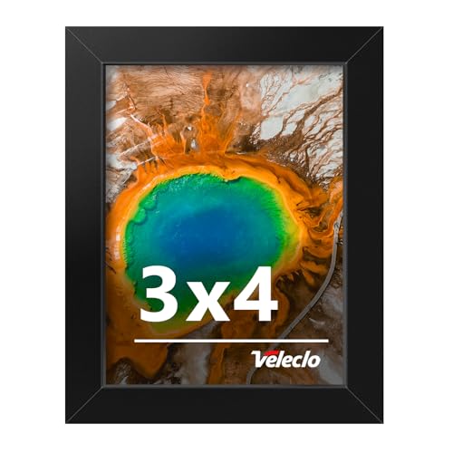 Veleclo 3x4 Picture Frame, 3x4 Black Picture Frame with Shatter Resistant Plexiglass, Stable and Sturdy 3 x 4 Poster Frame, Handpicked Gift Collection, 1 Pack