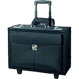 Alassio Trolley Pilotenkoffer Rocca II, Businesskoffer aus Mikrofaser, Handgepäck Aktentrolley mit 2 Rollen Koffer, 46 cm, 90 Liter, Schwarz