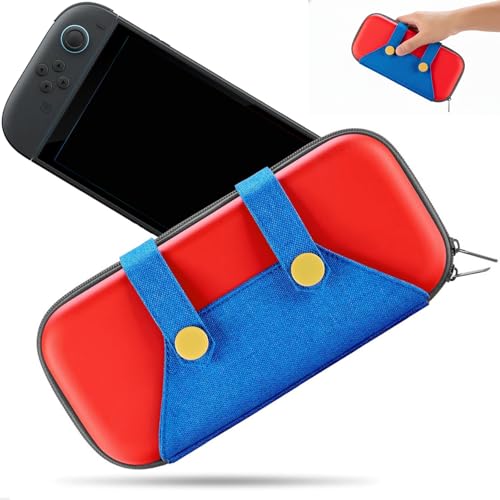 Capa Case Nintendo Switch Oled Lite Tema Mario Rígida Bolsa de Armazenamento Estojo Transporte Maleta Azul Vermelho GRUPO FIRST SHOP