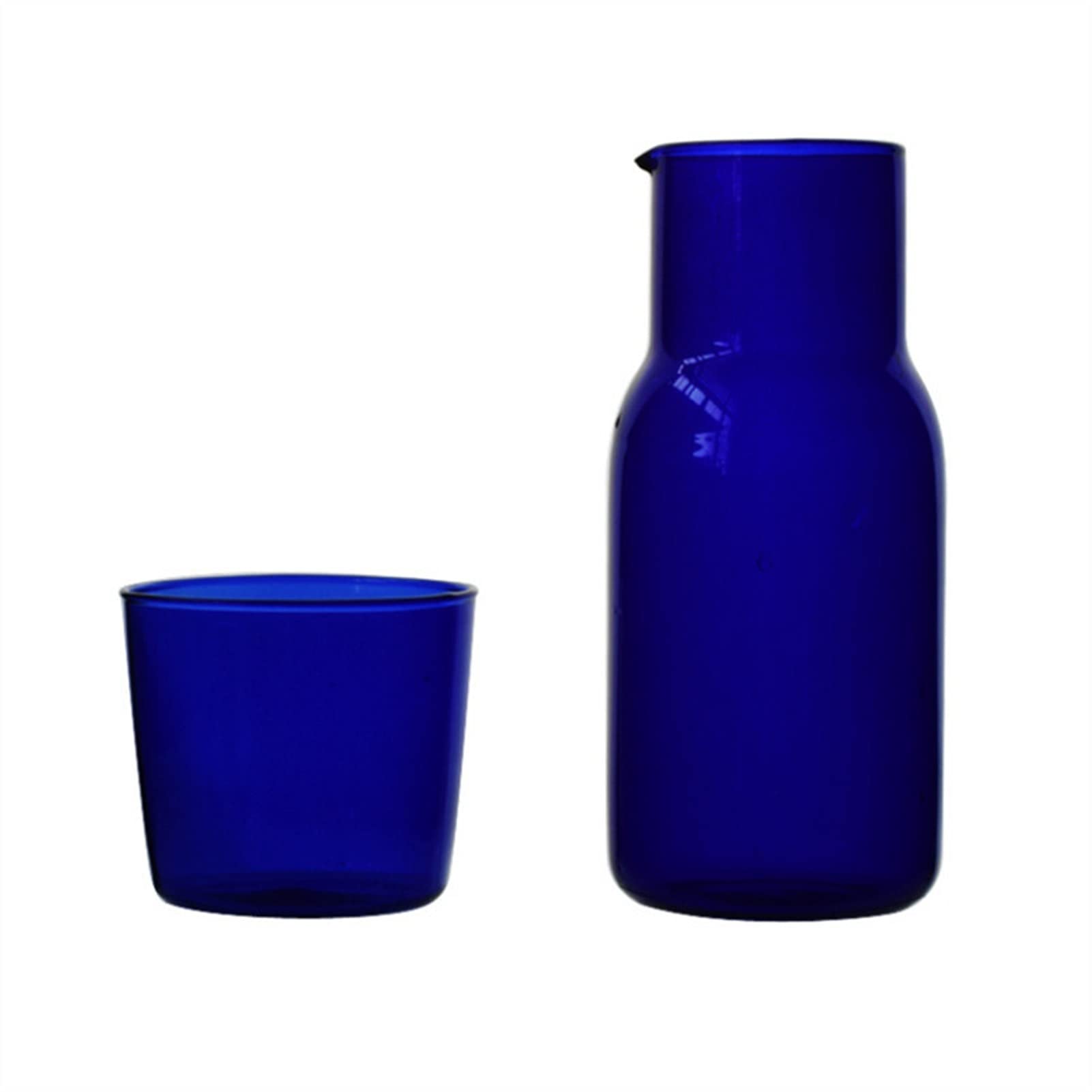 Jarra Jarra de agua Transparente Color de caramelo Color de vidrio Conjunto de taza de jugo de bebida simple resistente al calor con la botella de agua de la jarra de té Jarra Agua (Color : Blauw)