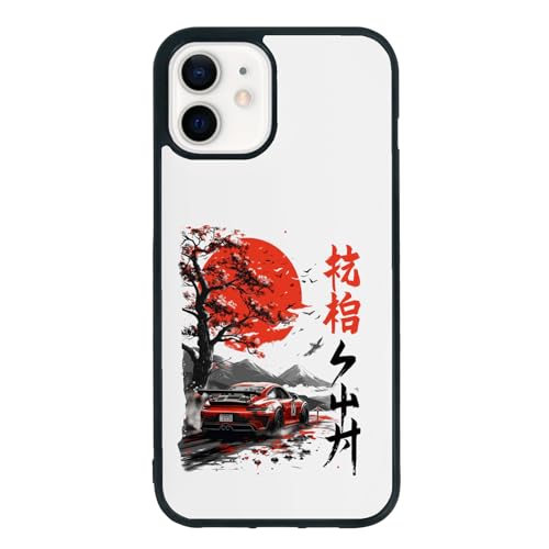 qizjio Japanese Car Anime-Inspired Phone Case – Cool Racing Illustration, Shockproof Protective Cover for iPhone 12 Mini