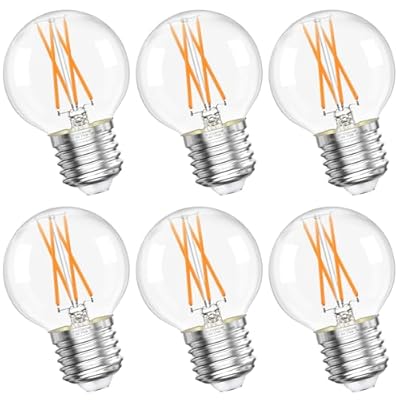 GvvooHome G16.5 LED Bulb Dimmable, 6W, 60 watt Equivalent, 2700K Warm White E26 Globe Bulb, Round Edison Bulbs for Ceiling Fan, Pendant, Chandeliers, 90+CRI 600LM, 6 Pack